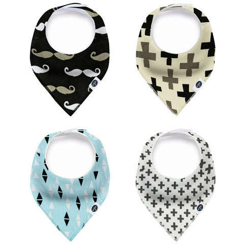 Karids Baby Bandana Bibs, 4-Pack Set 100% Organic Cotton, Soft and Absorbent Boys and Girls