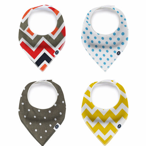 Karids Baby Bandana Bibs, 4-Pack Set 100% Organic Cotton, Soft and Absorbent Boys and Girls