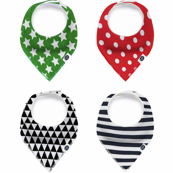 Karids Baby Bandana Bibs, 4-Pack Set 100% Organic Cotton, Soft and Absorbent Boys and Girls