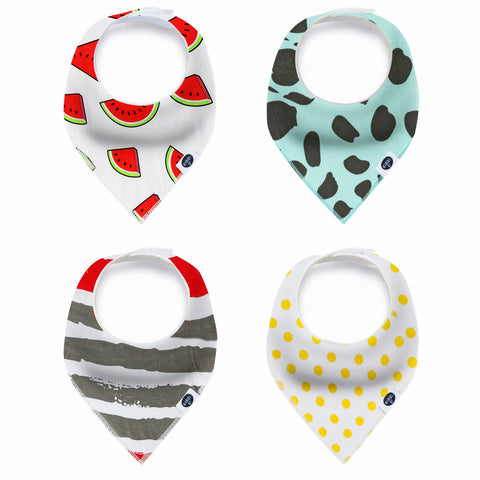 Karids Baby Bandana Bibs, 4-Pack Set 100% Organic Cotton, Soft and Absorbent Boys and Girls