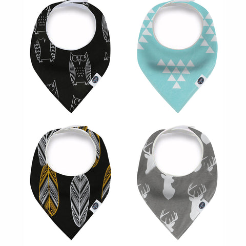 Karids Baby Bandana Bibs, 4-Pack Set 100% Organic Cotton, Soft and Absorbent Boys and Girls