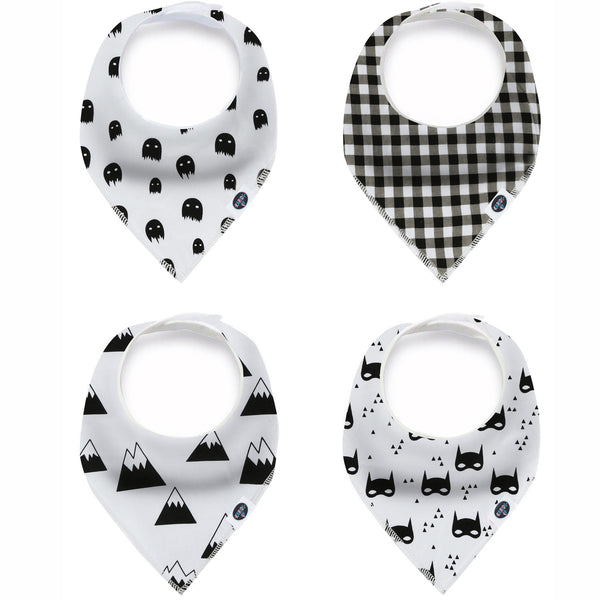 Karids Baby Bandana Bibs, 4-Pack Set 100% Organic Cotton, Soft and Absorbent Boys and Girls