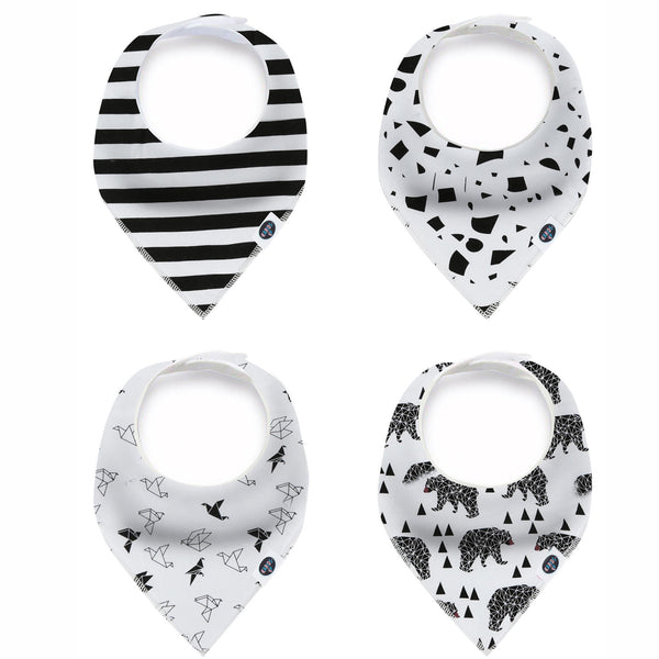 Karids Baby Bandana Bibs, 4-Pack Set 100% Organic Cotton, Soft and Absorbent Boys and Girls