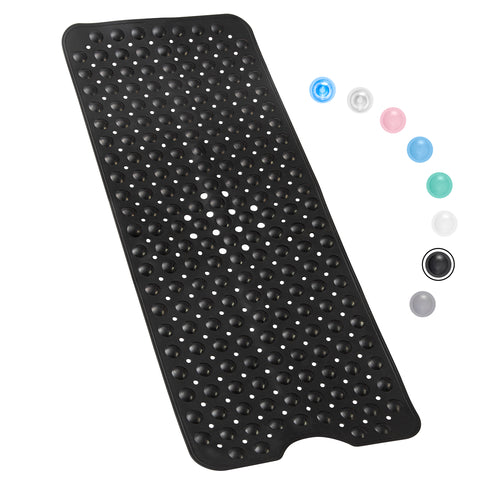 Bathtub Mat Non Slip – 100 x 40 CM Non Slip Bath Mat – Easy Clean Non Slip Shower Mats – Sturdy Suction Cup Attaching – Comfortable for Feet – Draining Holes – Modern Design (Black)