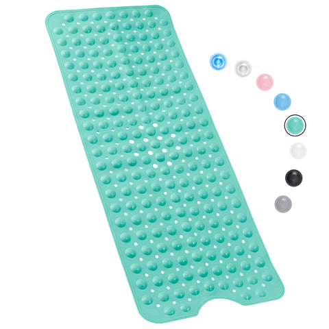 Bathtub Mat Non Slip – 100 x 40 CM Non Slip Bath Mat – Easy Clean Non Slip Shower Mats – Sturdy Suction Cup Attaching – Comfortable for Feet – Draining Holes – Modern Design (Green)